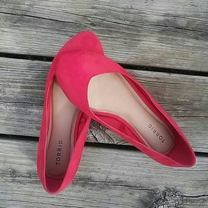 Torrid Red Suede Almond Toe Flats